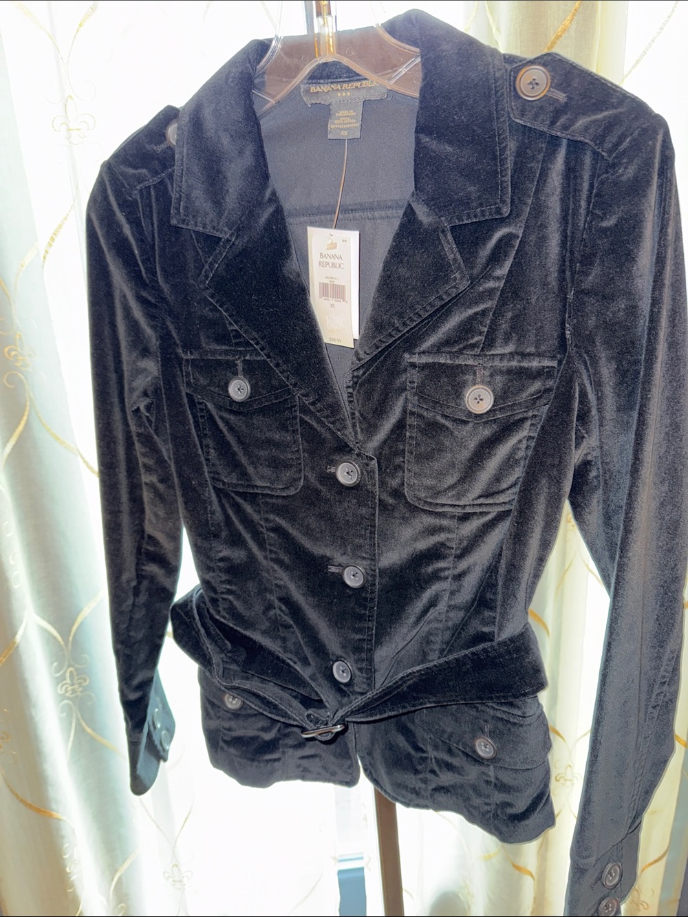 Banana Republic Black Velvet Tailored Button Jacket